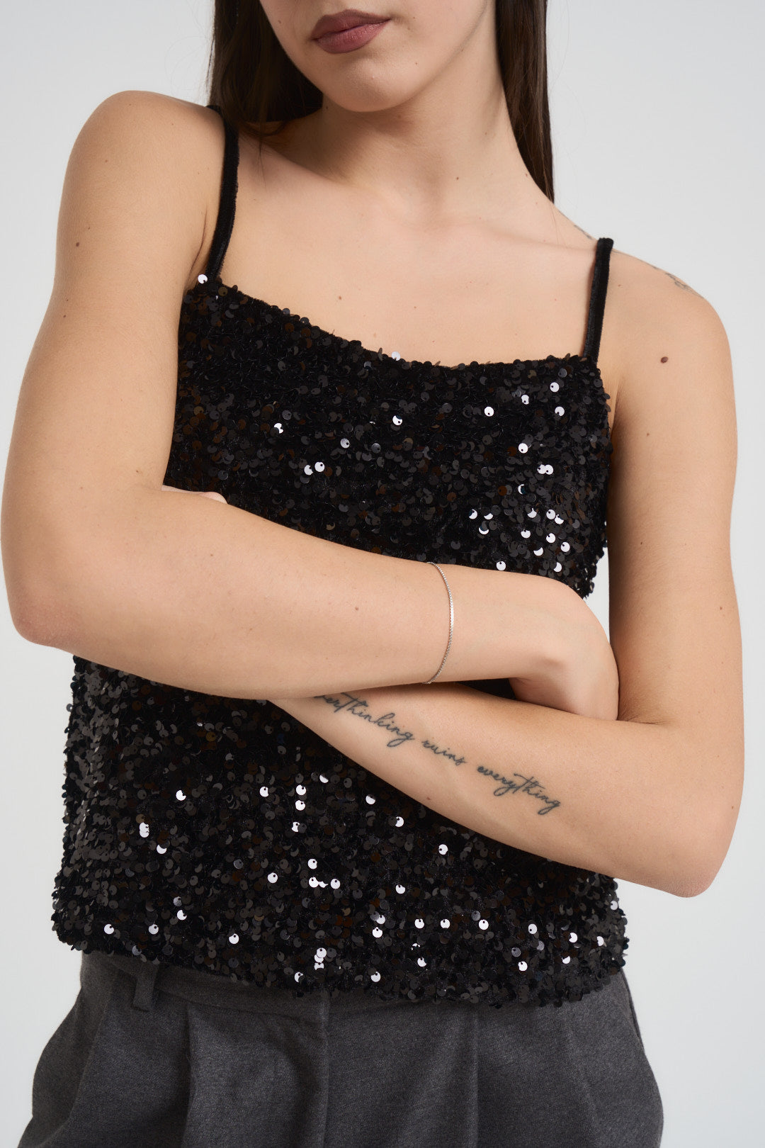 Top donna con paillettes nero TWENTY NOIR GRACE AND MILA 
