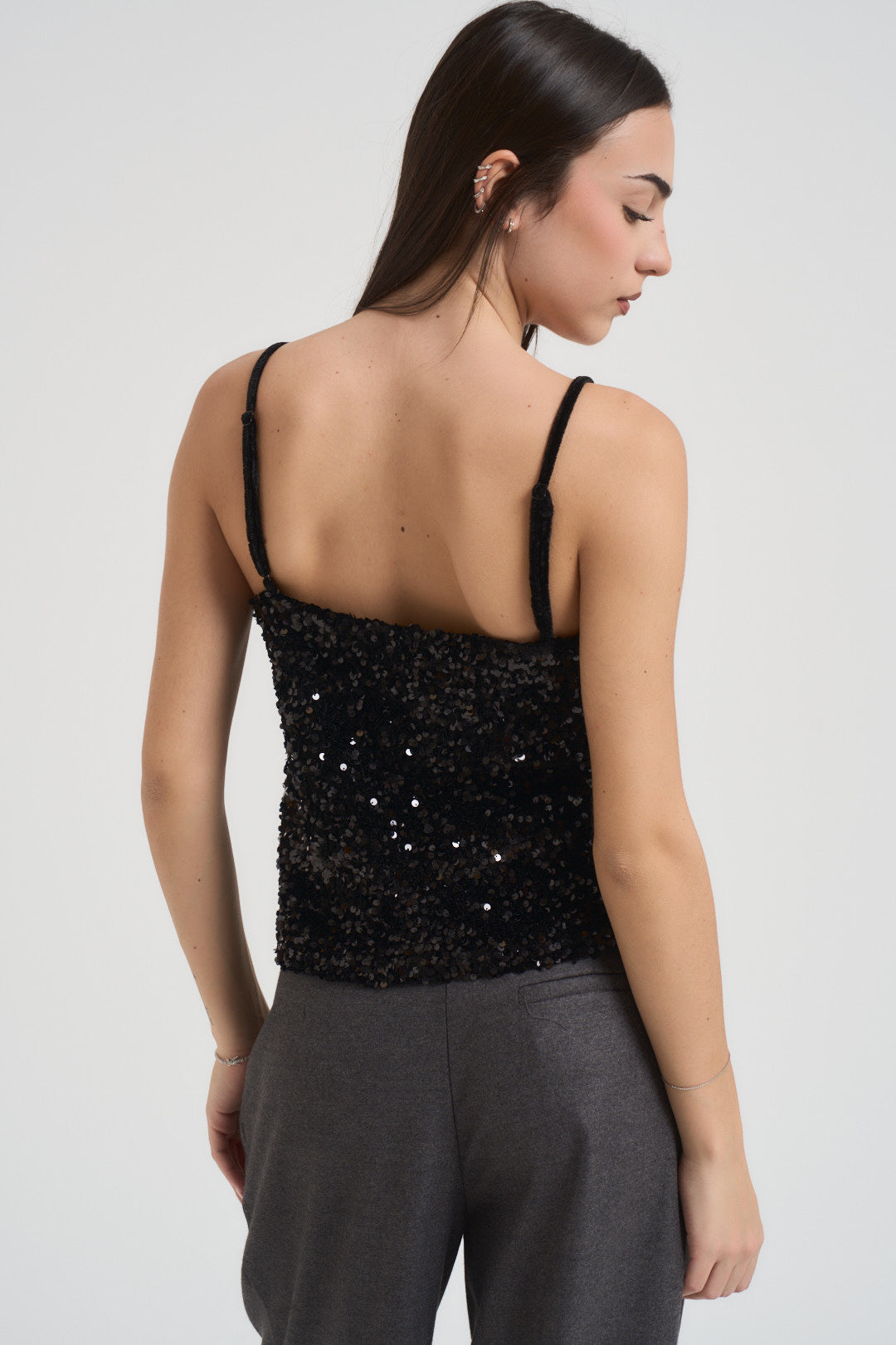 Top donna con paillettes nero TWENTY NOIR GRACE AND MILA 