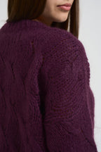 Maglia donna a trecce melanzana 3M0893CN MELANZANA KONTATTO 