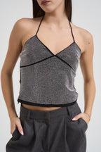 Top donna con strass silver CHL100F GRIGIO KONTATTO 
