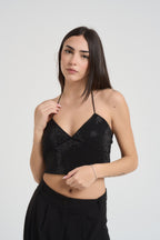 Top donna con strass nero CHL100F NERO KONTATTO 