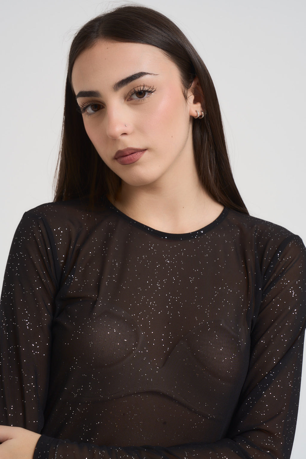 Maglia donna girocollo nera MR5050F NERO KONTATTO 
