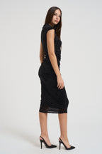 Abito donna midi nero con strass MR5051F NERO KONTATTO 