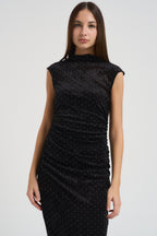 Abito donna midi nero con strass MR5051F NERO KONTATTO 