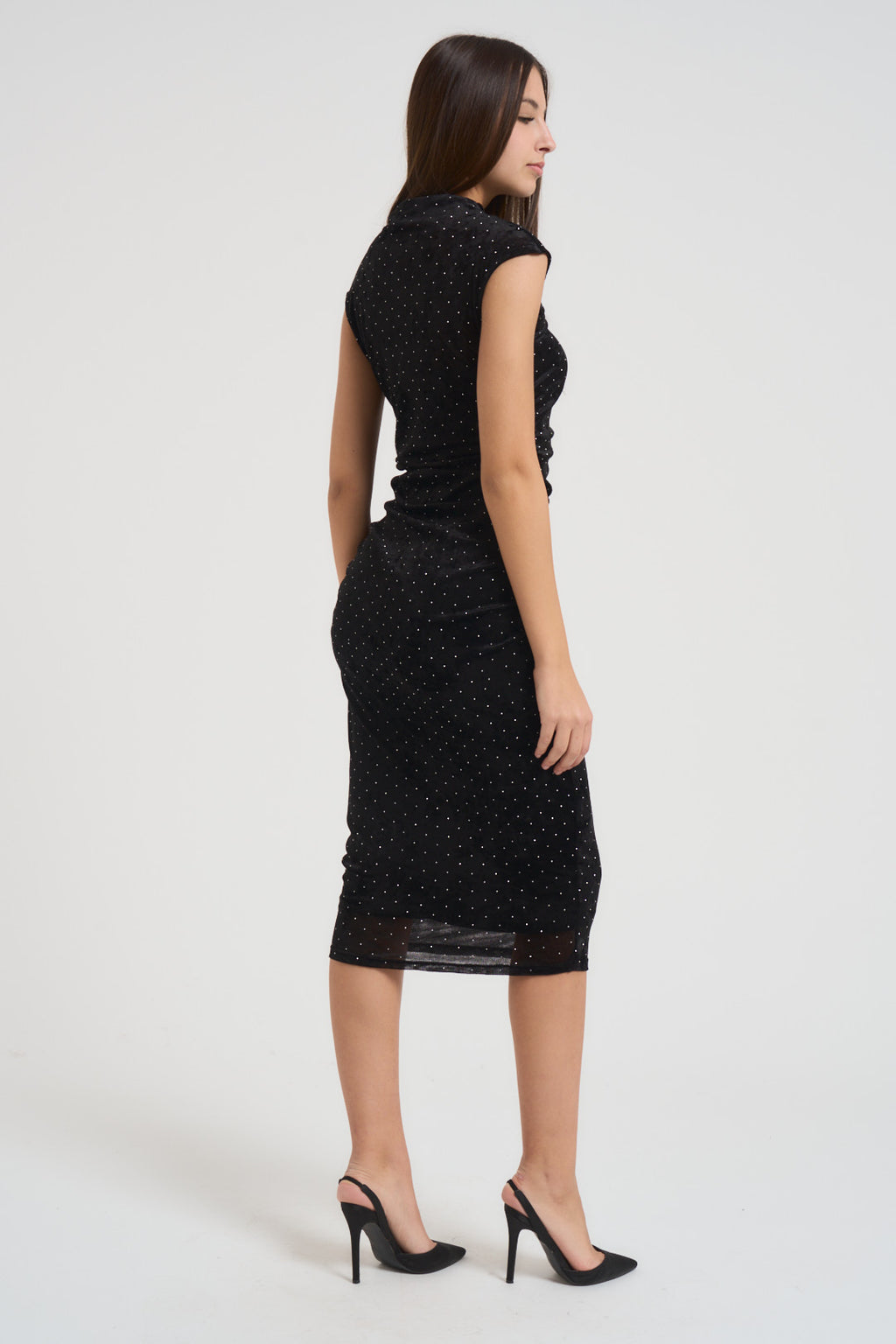Abito donna midi nero con strass MR5051F NERO KONTATTO 