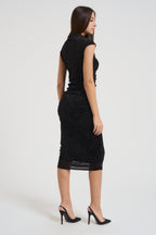 Abito donna midi nero con strass MR5051F NERO KONTATTO 