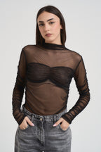 Top donna trasparente nero MR5054F NERO KONTATTO 