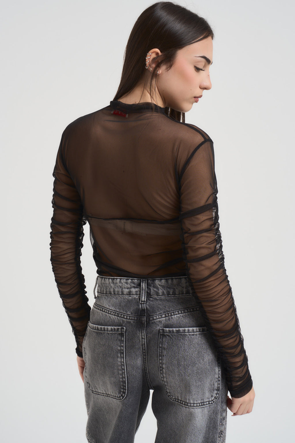 Top donna trasparente nero MR5054F NERO KONTATTO 