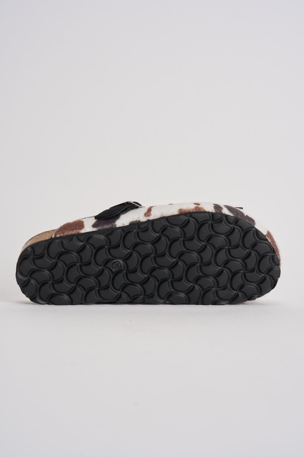Sabot donna in suede animalier con frange DANDARA COW NERO BIANCO LAGOA 