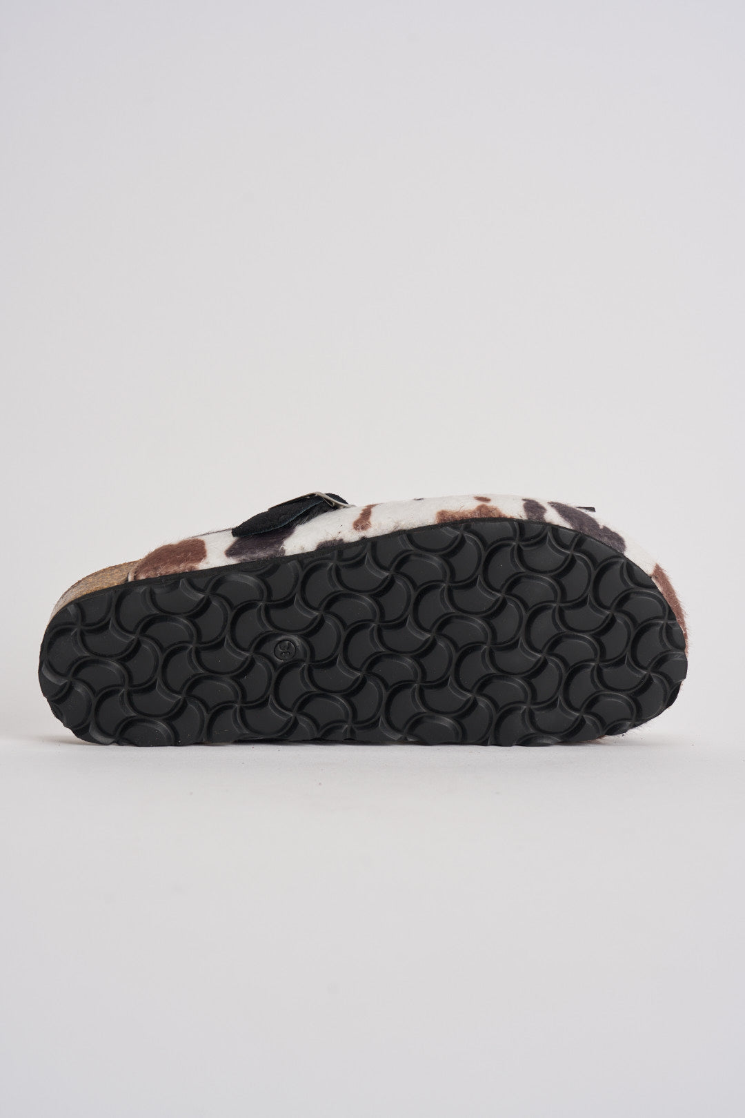 Sabot donna in suede animalier con frange DANDARA COW NERO BIANCO LAGOA 