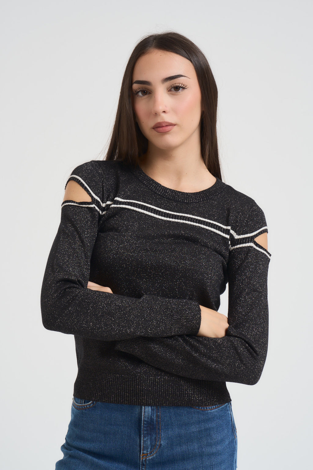 Maglia donna lurex nera TF5026 A4345 LIU JO SPORT 
