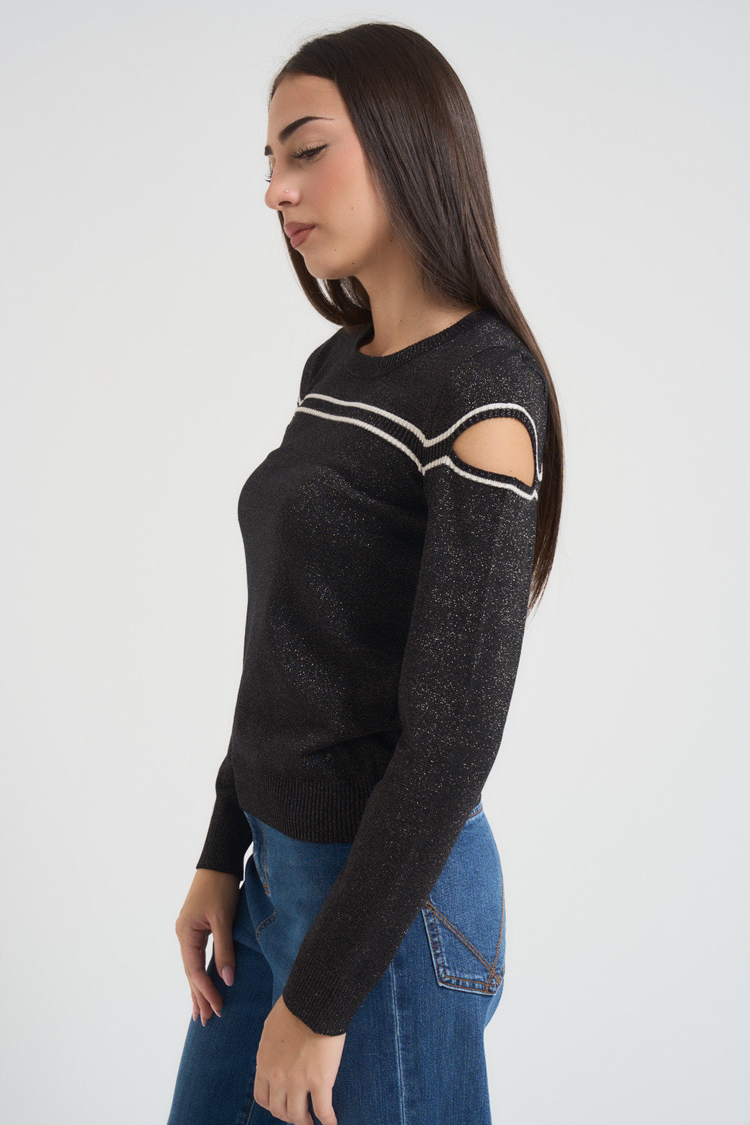 Maglia donna lurex nera TF5026 A4345 LIU JO SPORT 