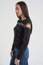Maglia donna lurex nera TF5026 A4345 LIU JO SPORT 