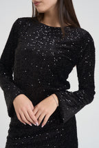 Abito donna corto con paillettes ner 2378 NERO LOKITA MILANO 