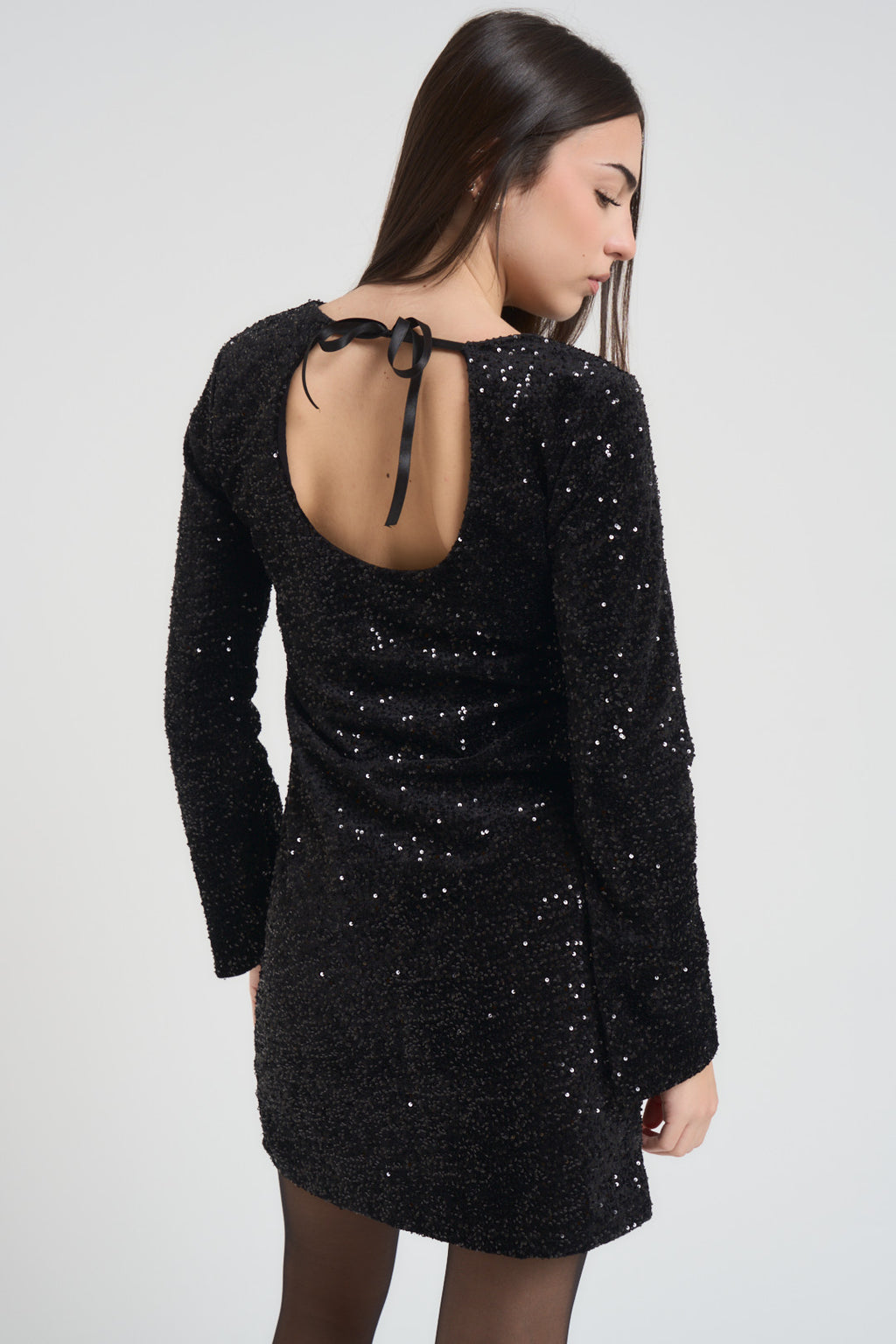Abito donna corto con paillettes ner 2378 NERO LOKITA MILANO 