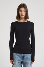 T-shirt basic donna nera manica lunga MULTIE 1320804 MAX MARA WEEKEND 