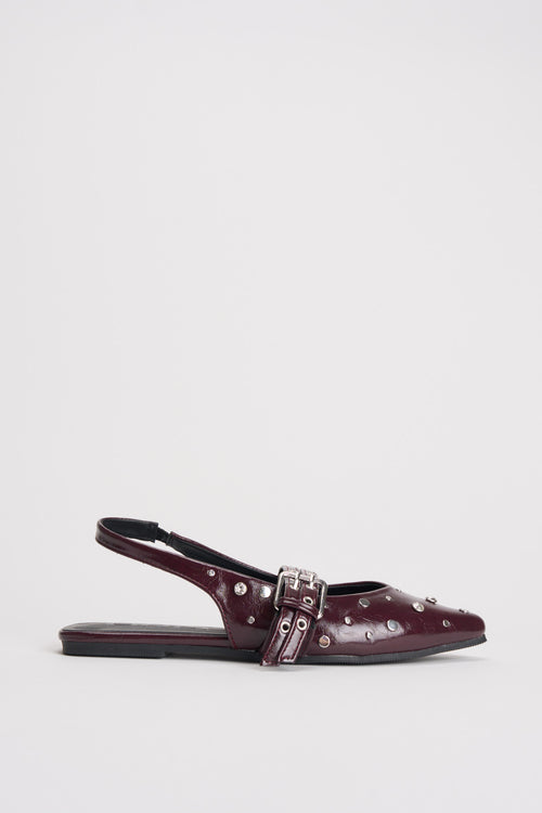 Slingback donna bordeaux con borchie