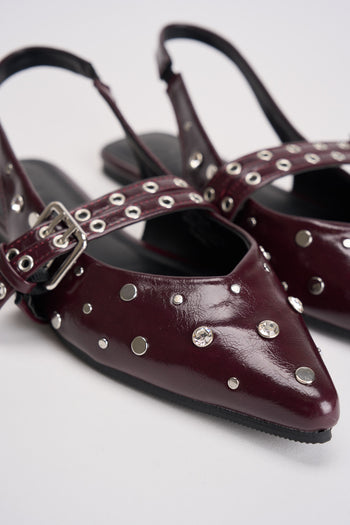 Slingback donna bordeaux con borchie - 4