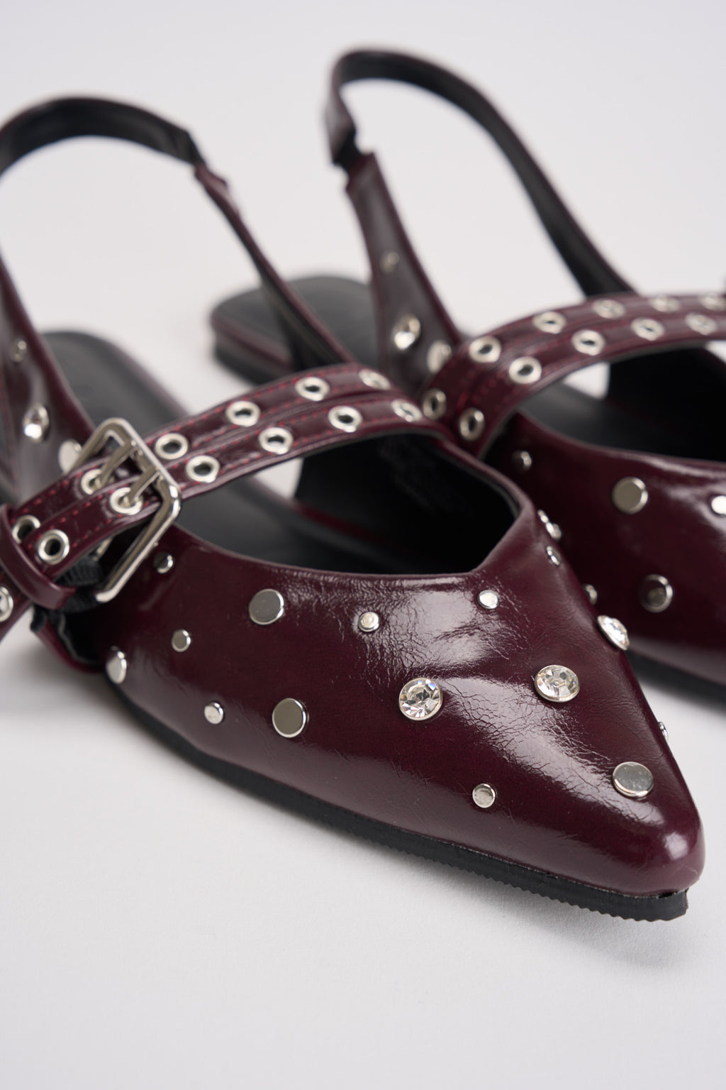 Slingback donna bordeaux con borchie 15340903 BURGUNDY ONLY 