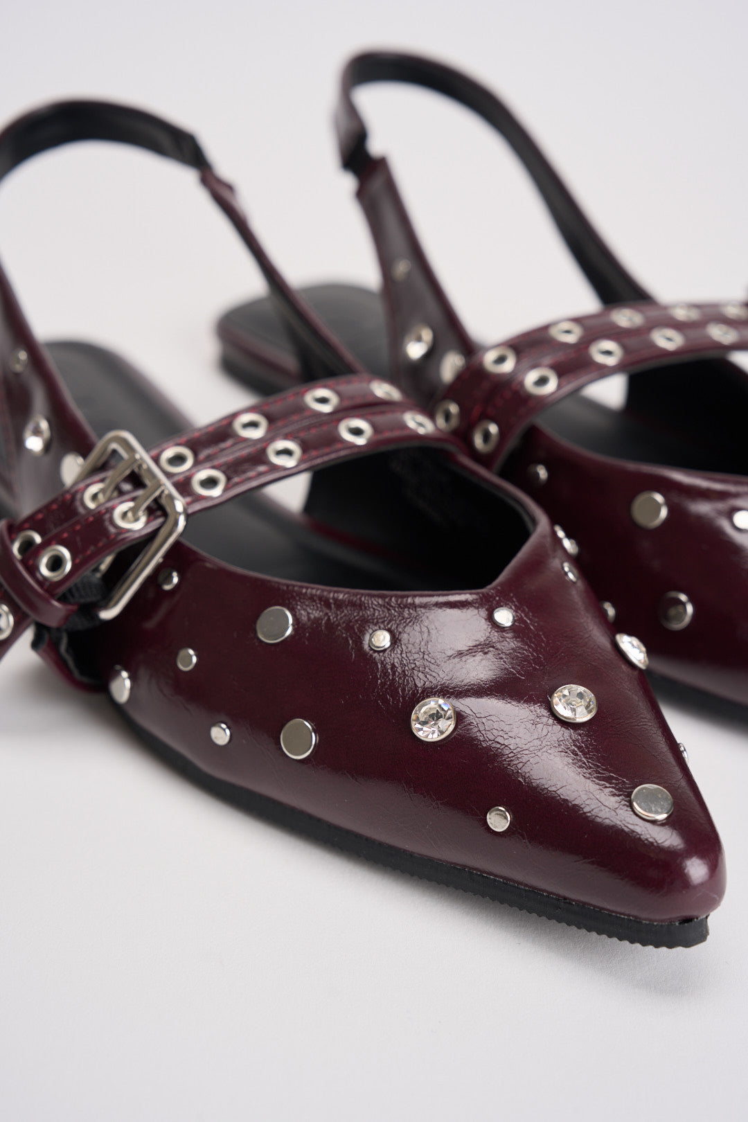 Slingback donna bordeaux con borchie 15340903 BURGUNDY ONLY 