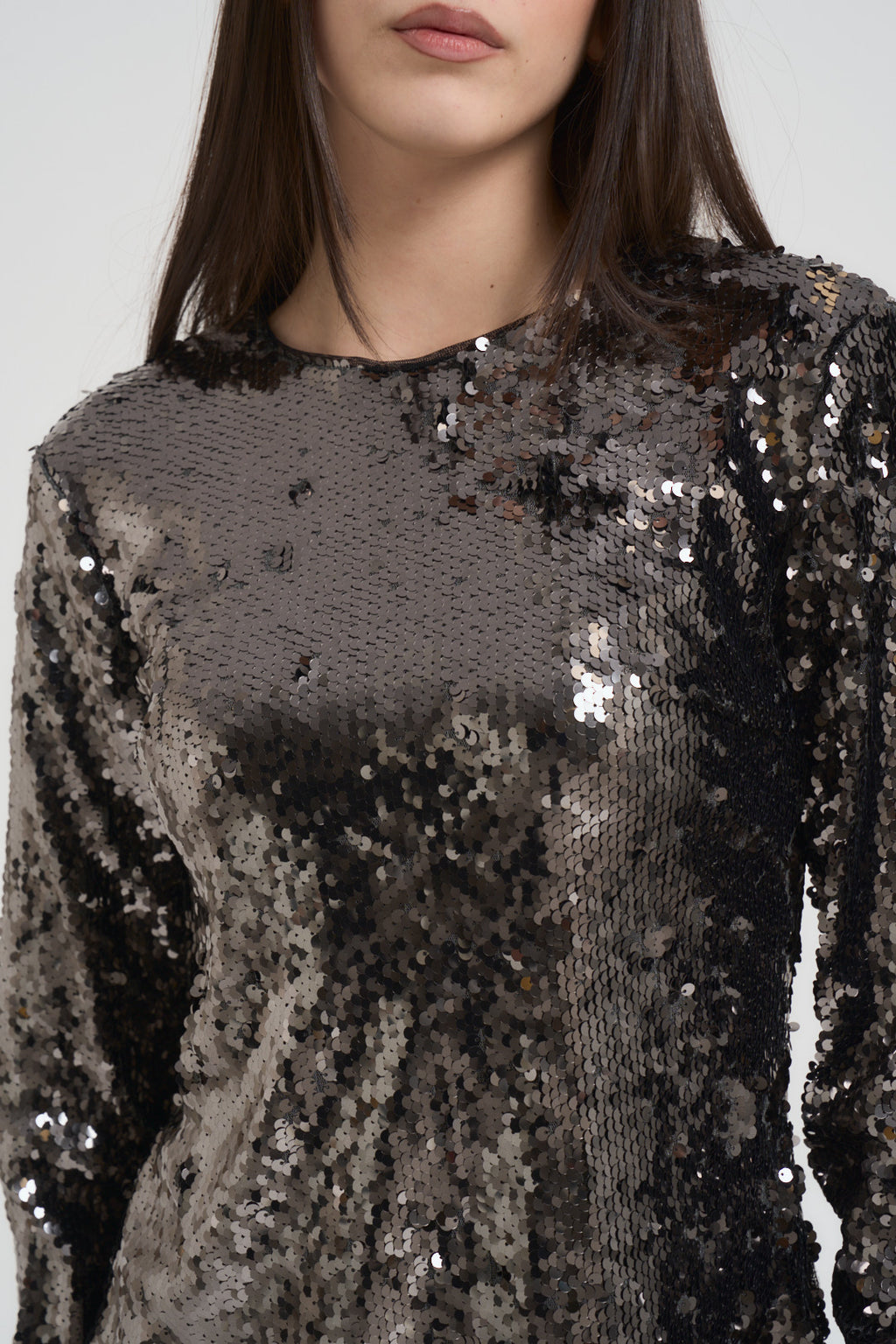 Miniabito donna con paillettes argento 15358395 PHANTOM ONLY 