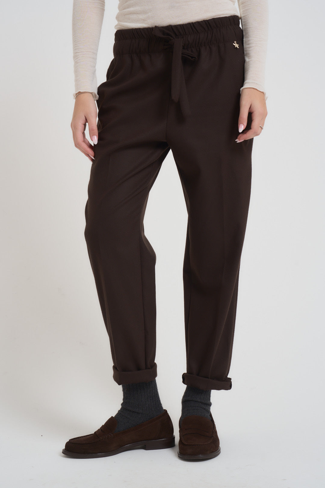 Pantalone donna regular marrone M38F1386 MORO SOUVENIR CLUBBING 
