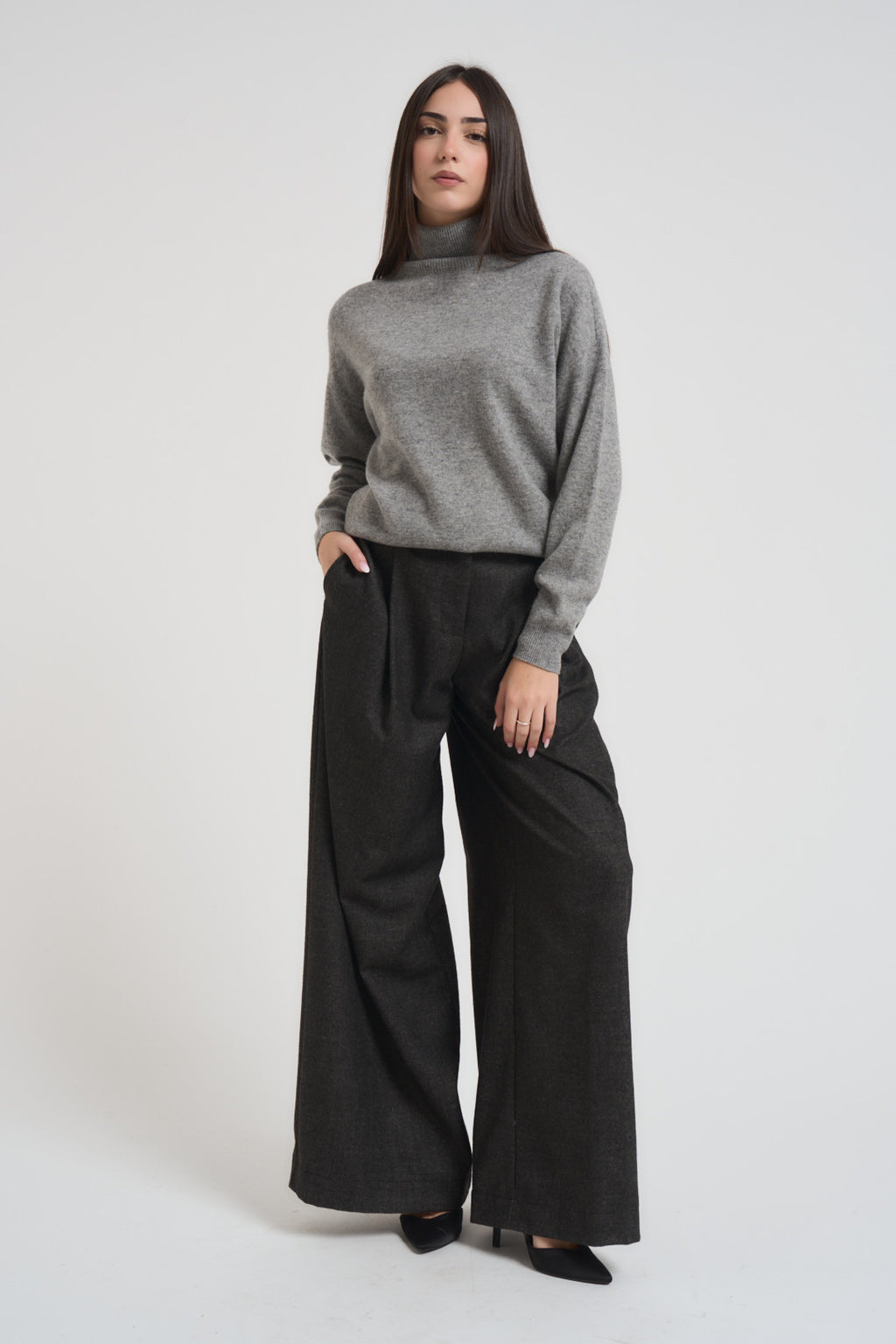 Pantalone donna a palazzo antracite W38S0250 ANTRACITE SOUVENIR CLUBBING 