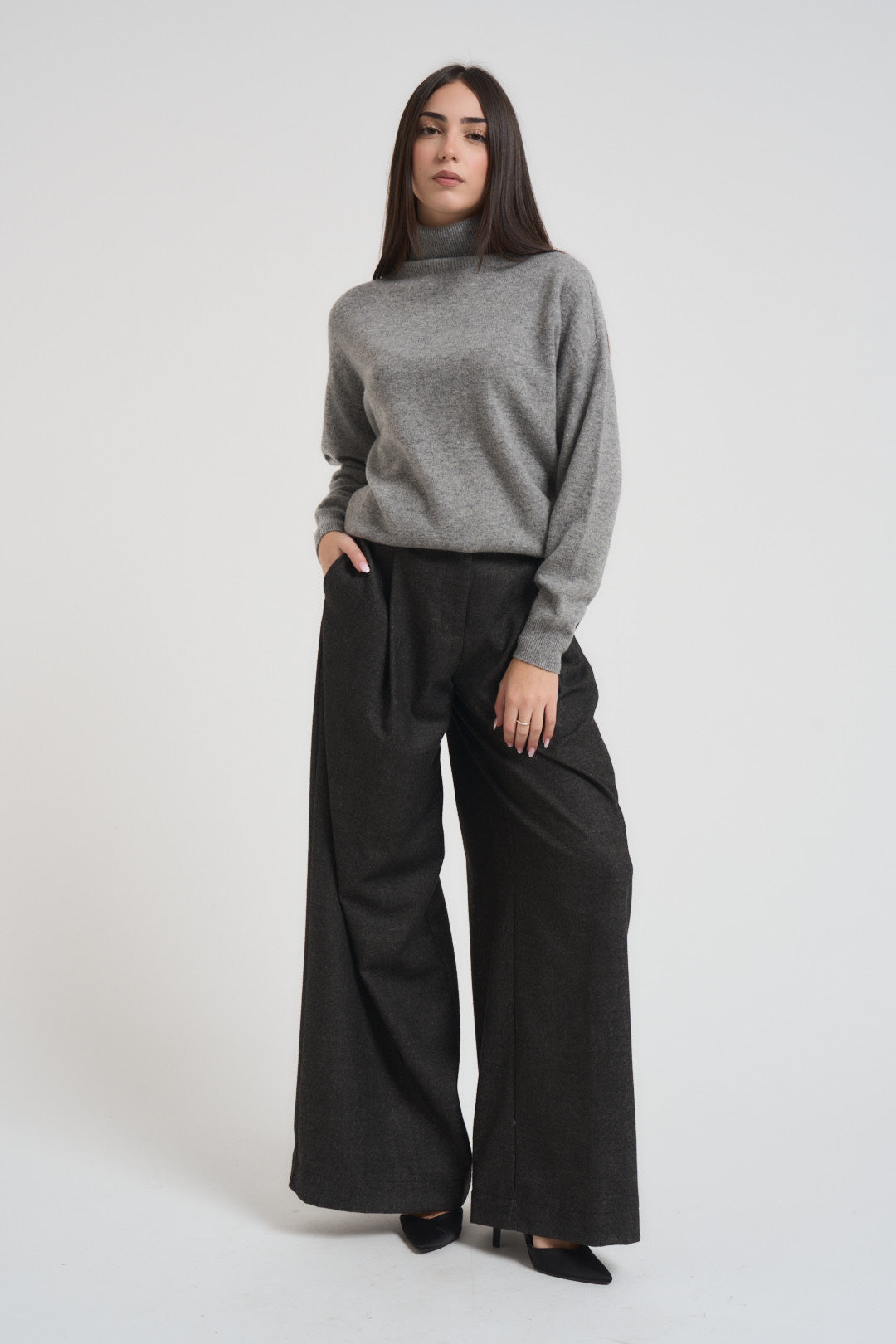 Pantalone donna a palazzo antracite W38S0250 ANTRACITE SOUVENIR CLUBBING 