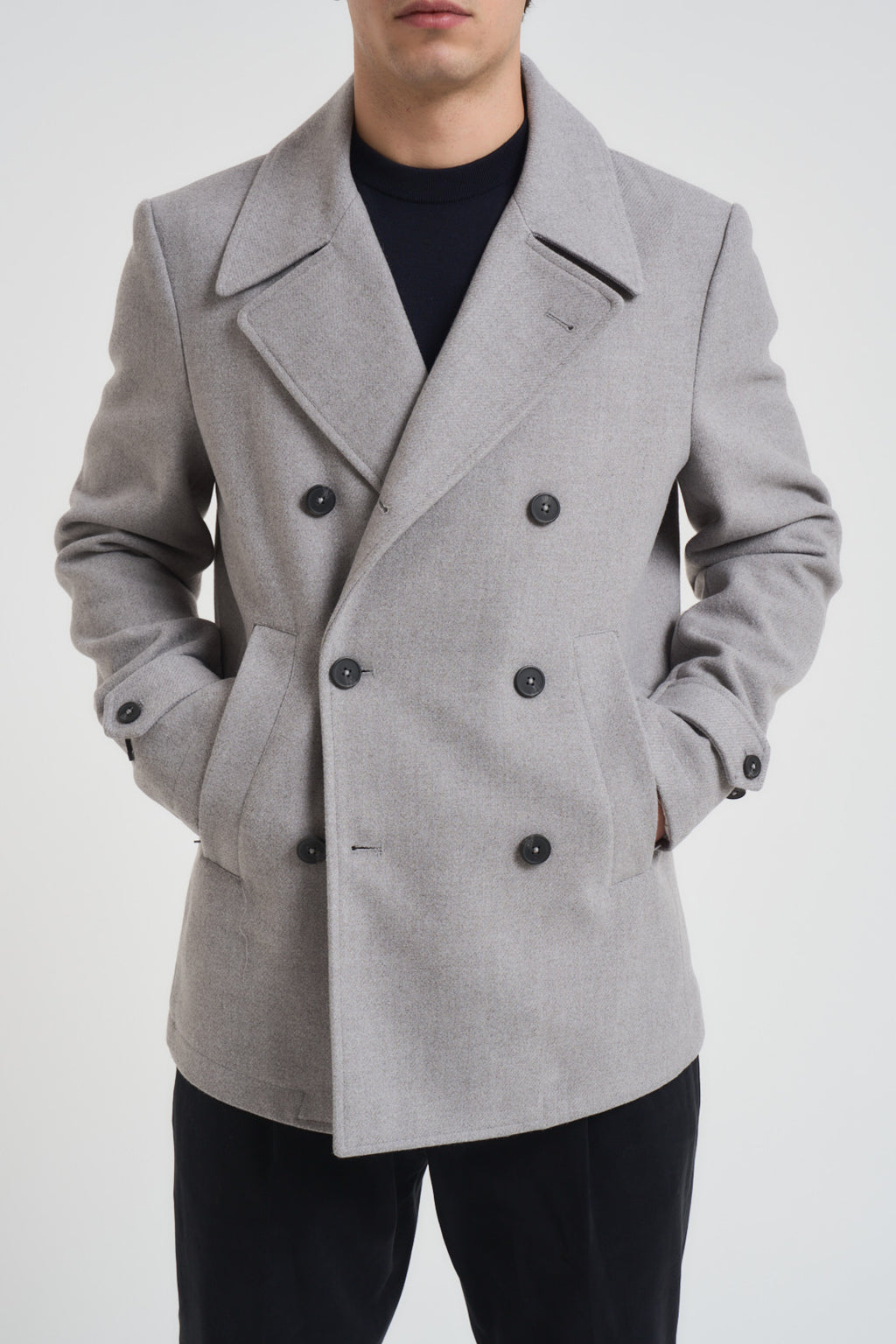 Cappotto uomo corto doppiopetto grigio chiaro CP65SS PERLA SEINSE 