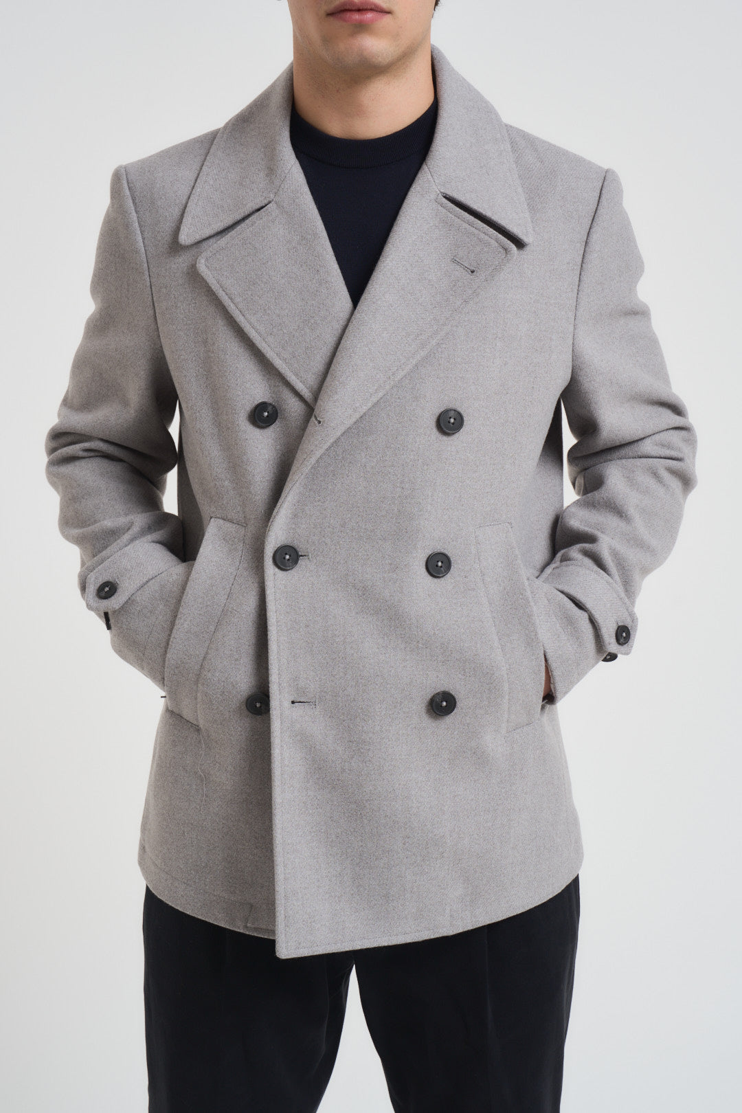 Cappotto uomo corto doppiopetto grigio chiaro CP65SS PERLA SEINSE 