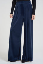 Pantalone donna a palazzo in velluto blu 25P10050ATAI25 BLU TENSIONE IN 