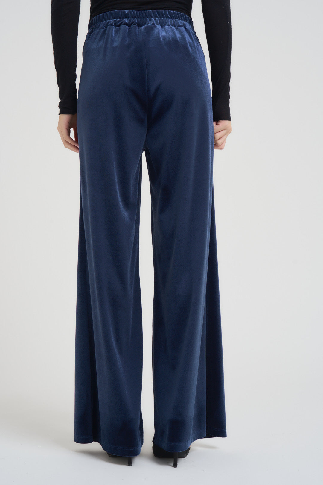 Pantalone donna a palazzo in velluto blu 25P10050ATAI25 BLU TENSIONE IN 