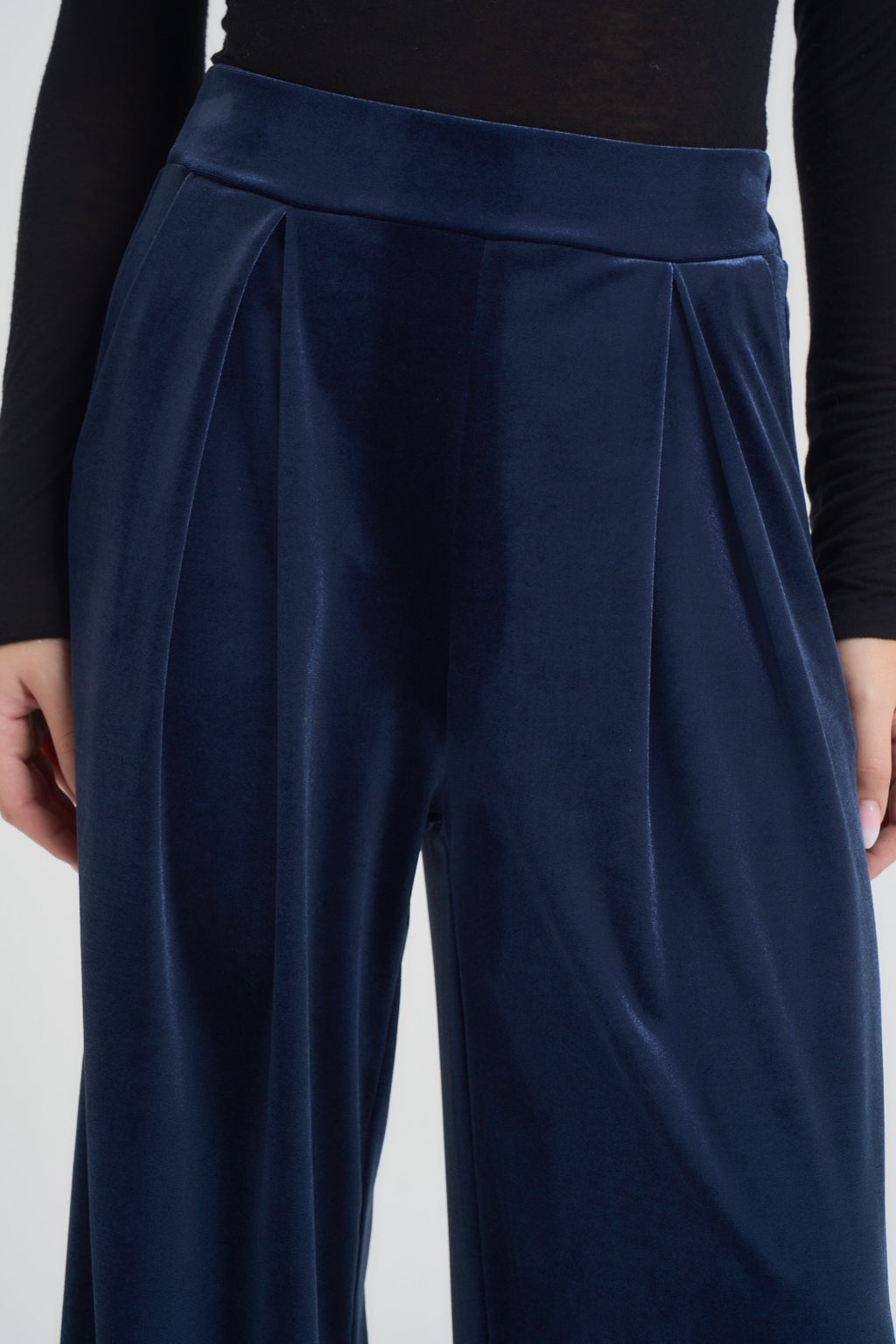 Pantalone donna a palazzo in velluto blu 25P10050ATAI25 BLU TENSIONE IN 