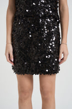 Minigonna donna con paillettes nera W25GB97 NERO TENSIONE IN 