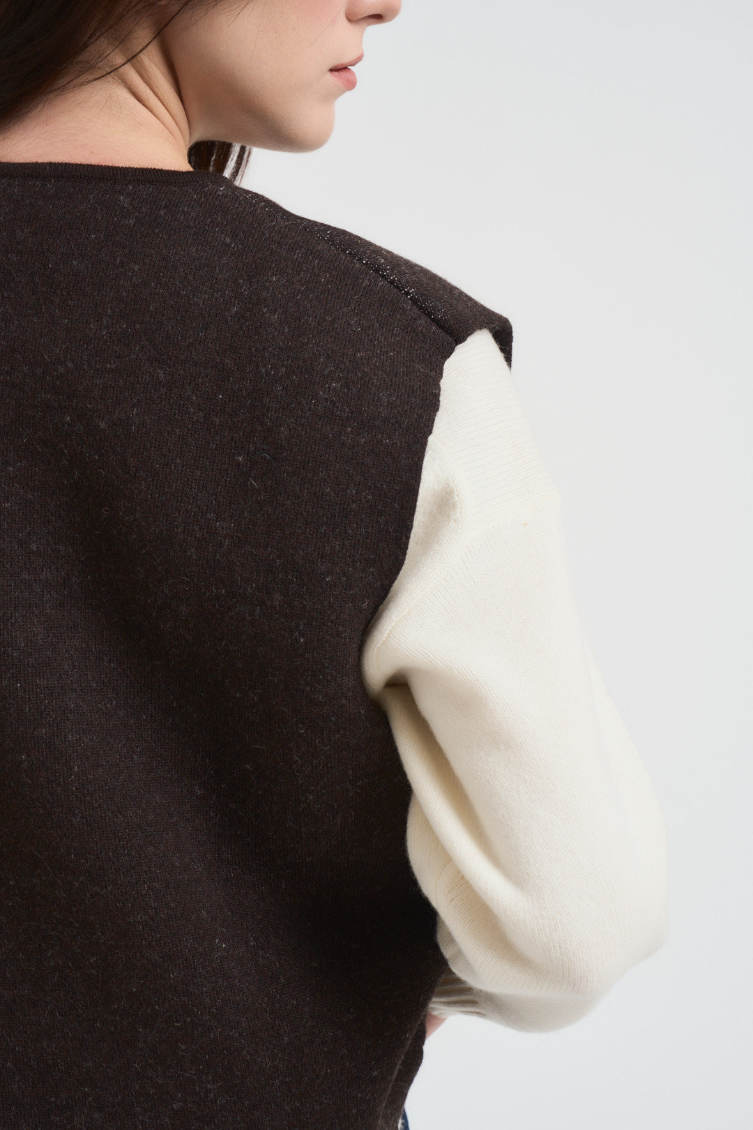 Gilet donna in jacquard moro W5HMG35A400 MORO TENSIONE IN 