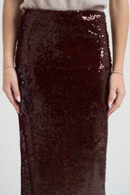 Gonna donna lunga con paillettes A0031 PRUGNA TWENTY FOURHAITCH 