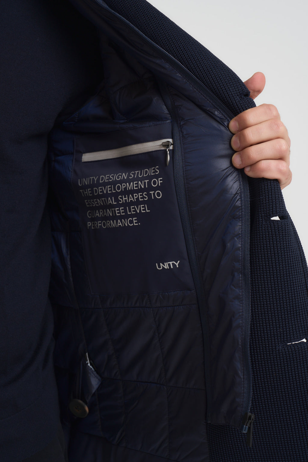 Cappotto uomo con pettorina in nylon blu GRAVITY BLUE NAVY UNITY 
