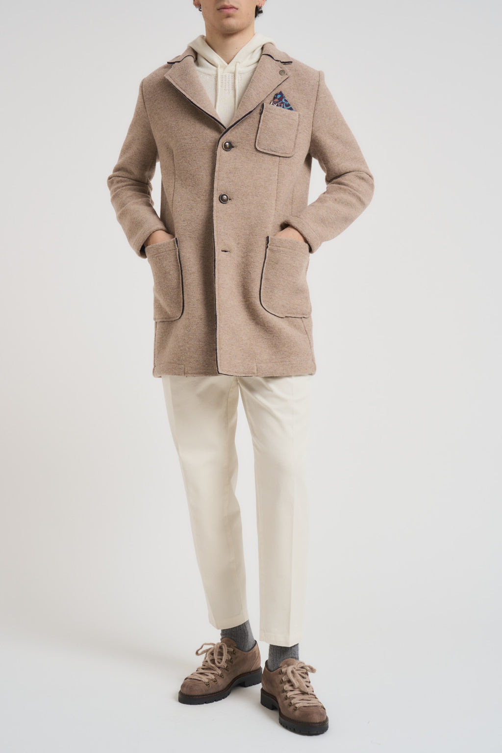 Cappotto uomo monopetto beige CUSA CPSAB V2 