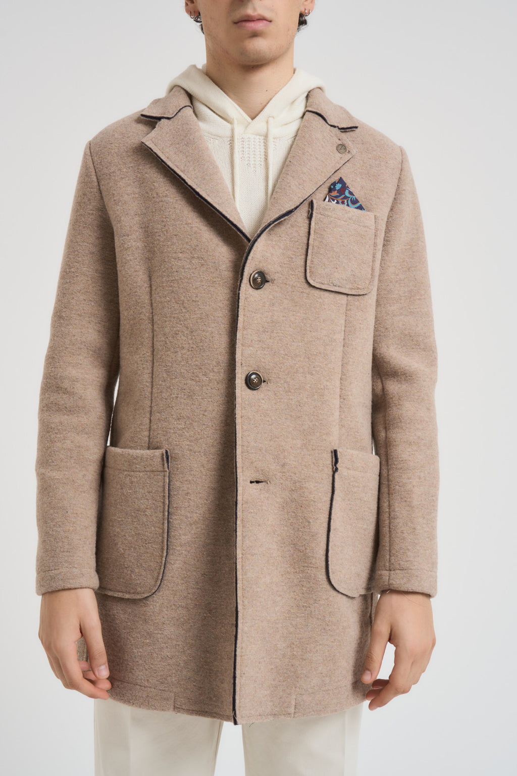 Cappotto uomo monopetto beige CUSA CPSAB V2 