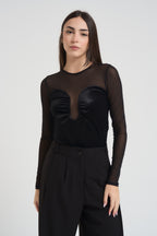 Body donna semitrasparente nero TF0391 NERO VICOLO 