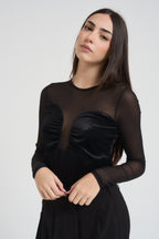 Body donna semitrasparente nero TF0391 NERO VICOLO 