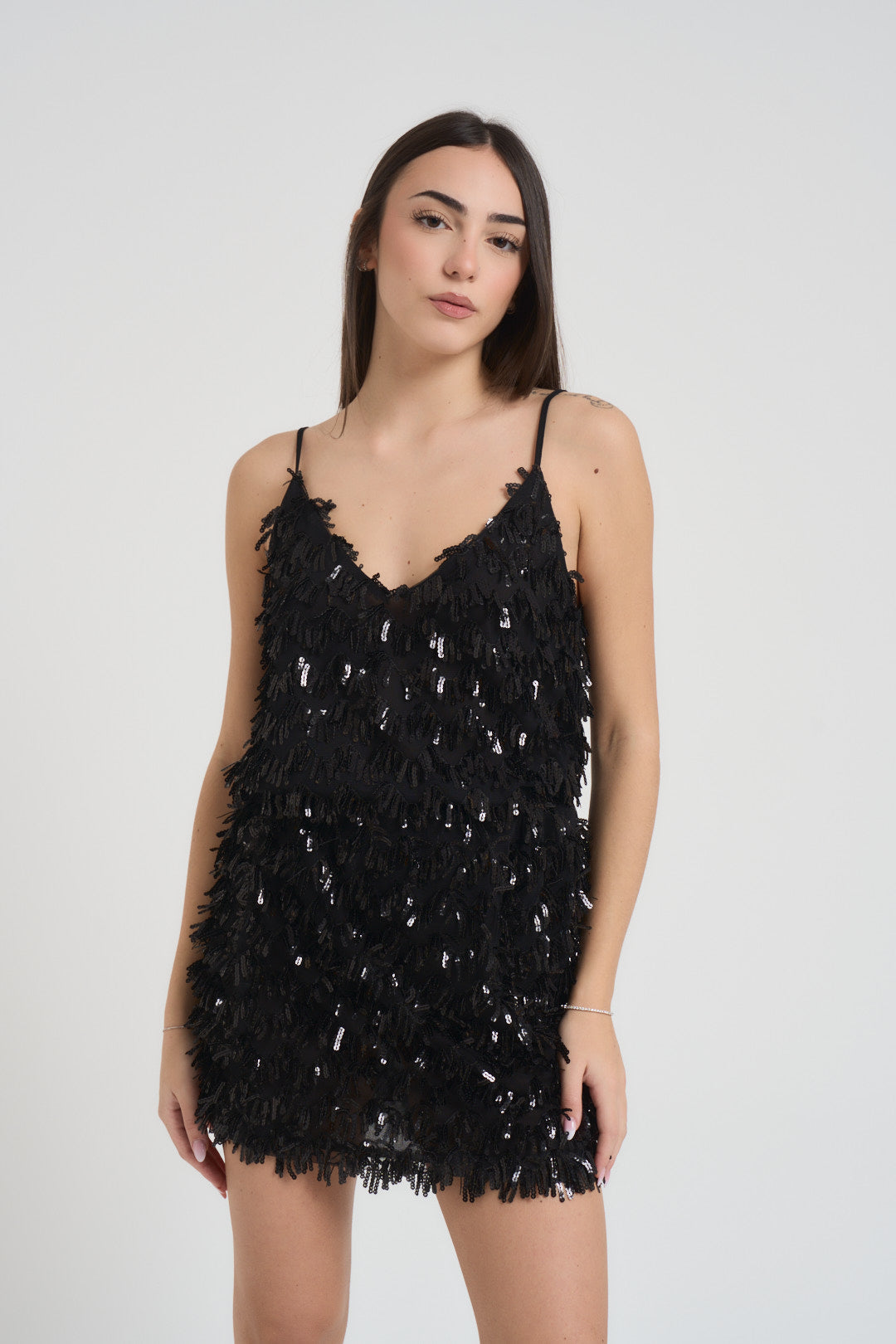 Top donna paillettes nero TF0475 NERO VICOLO 