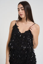 Top donna paillettes nero TF0475 NERO VICOLO 