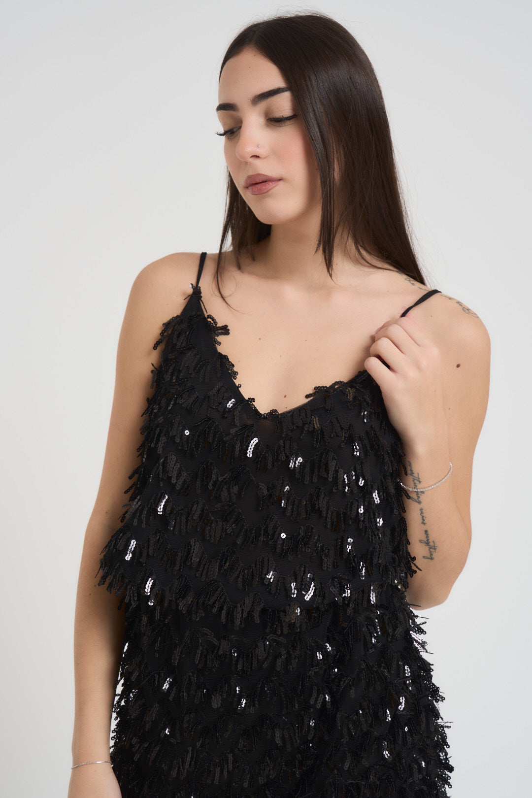 Top donna paillettes nero TF0475 NERO VICOLO 