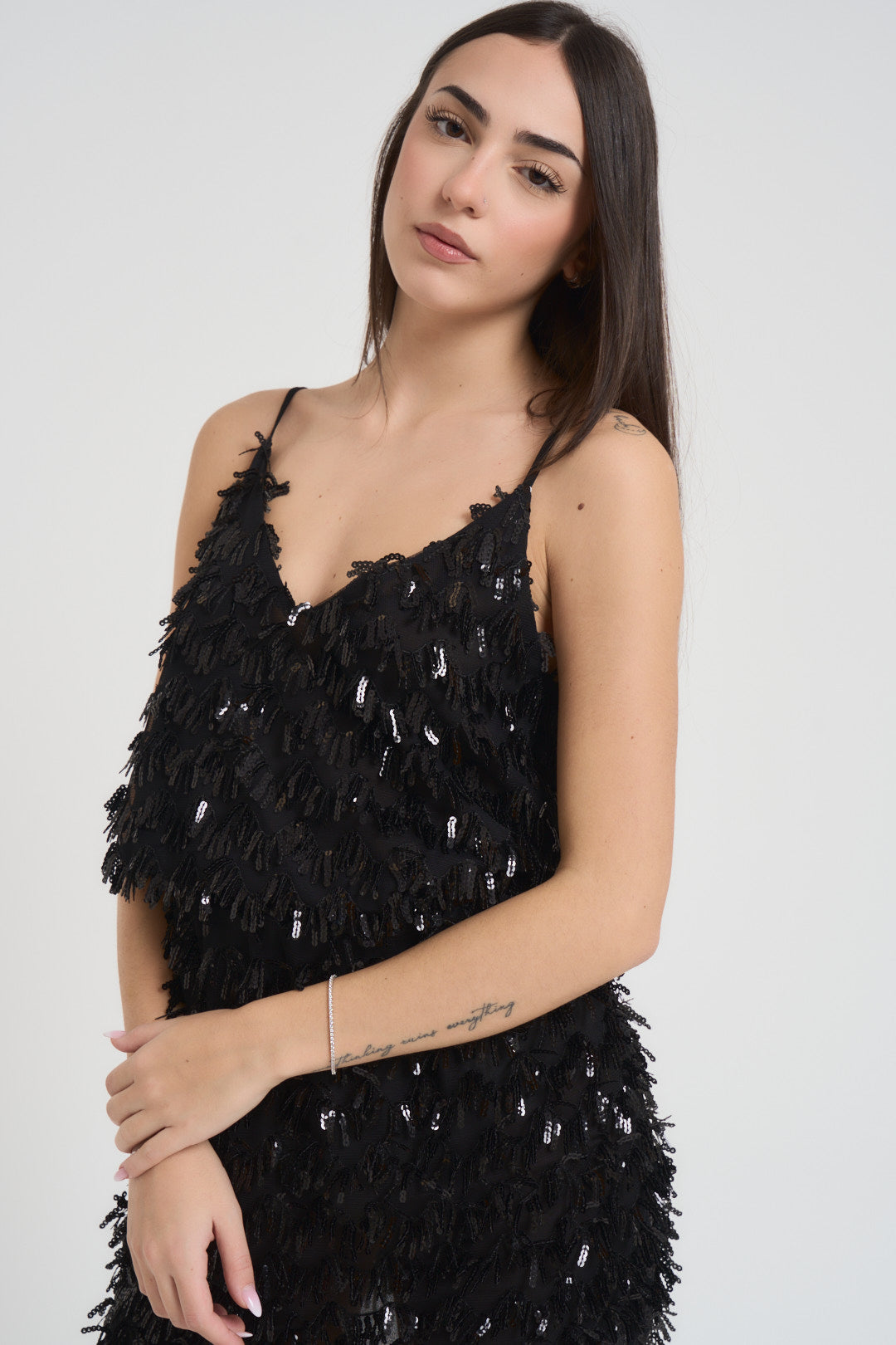 Top donna paillettes nero TF0475 NERO VICOLO 
