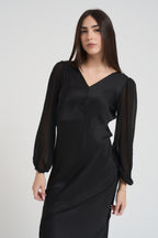 Abito donna lungo satinato nero TF1599 NERO VICOLO 