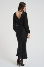 Abito donna lungo satinato nero TF1599 NERO VICOLO 