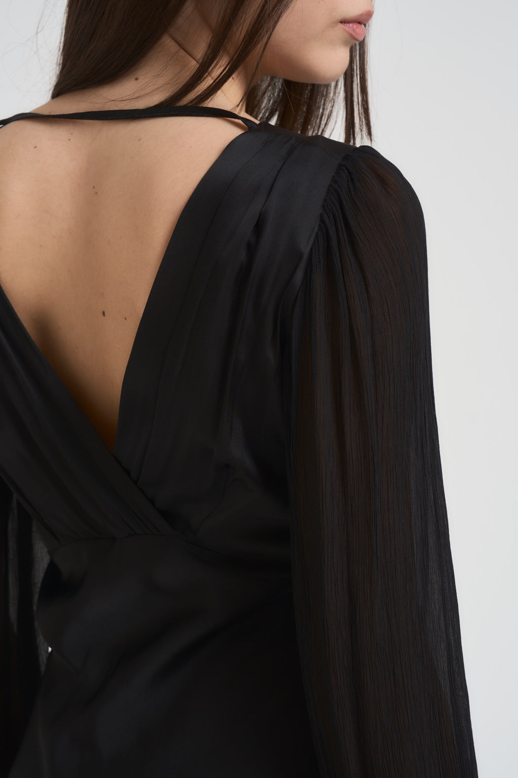 Abito donna lungo satinato nero TF1599 NERO VICOLO 