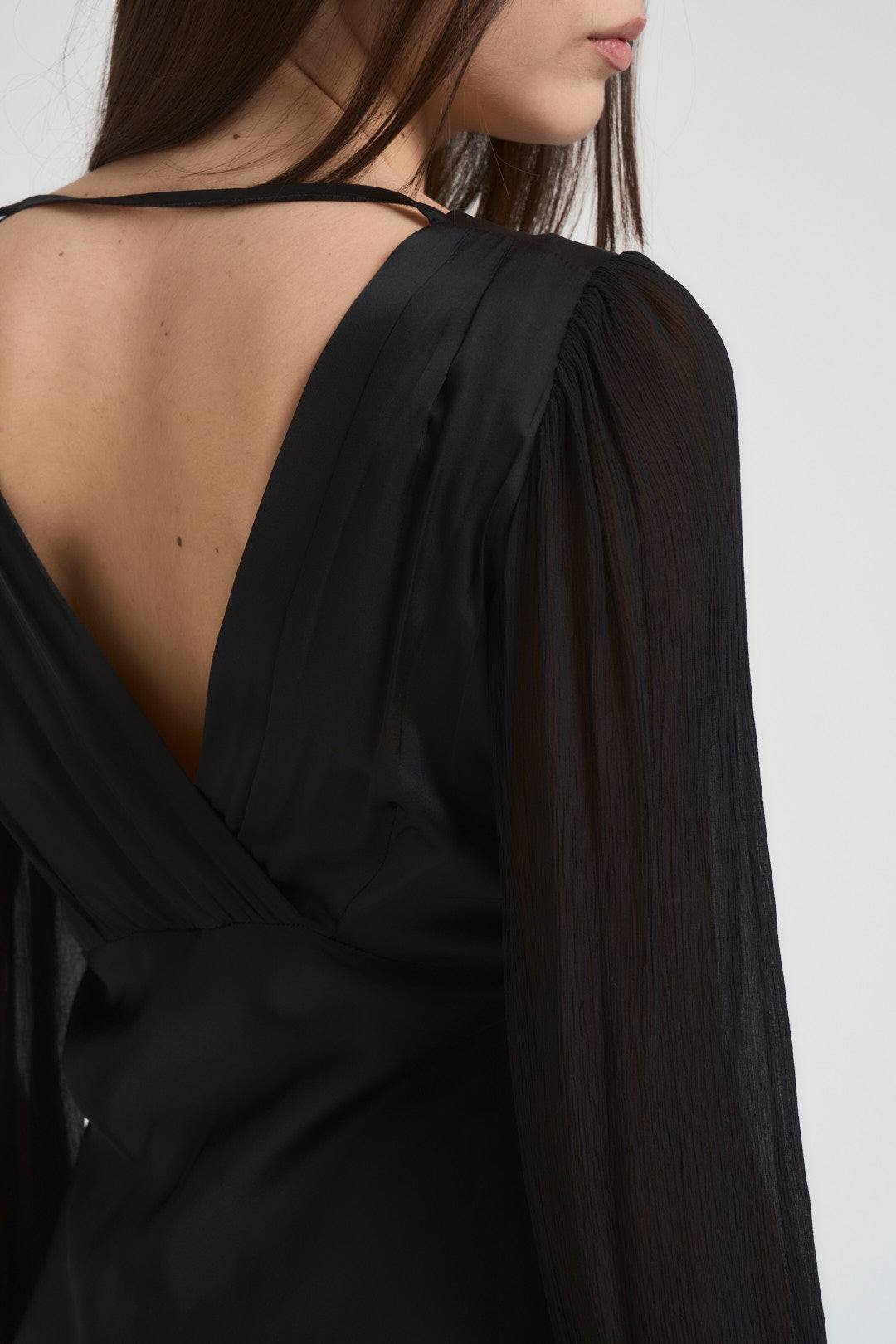 Abito donna lungo satinato nero TF1599 NERO VICOLO 