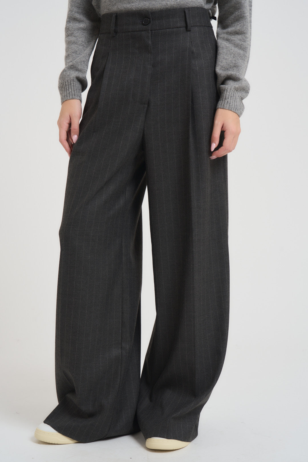 Pantalone donna a palazzo grigio antracite TF1696 GRIGIO VICOLO 